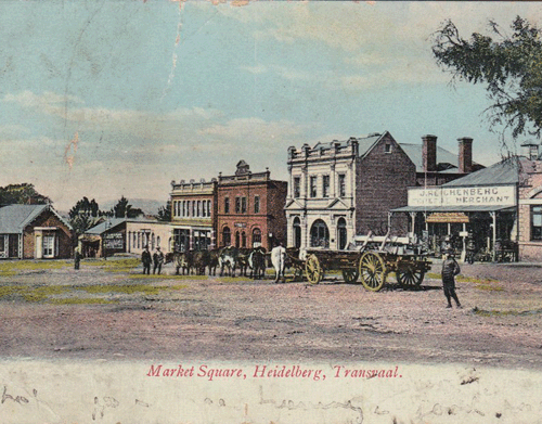 19th century colourised photograph of the Market Square in Heidelberg